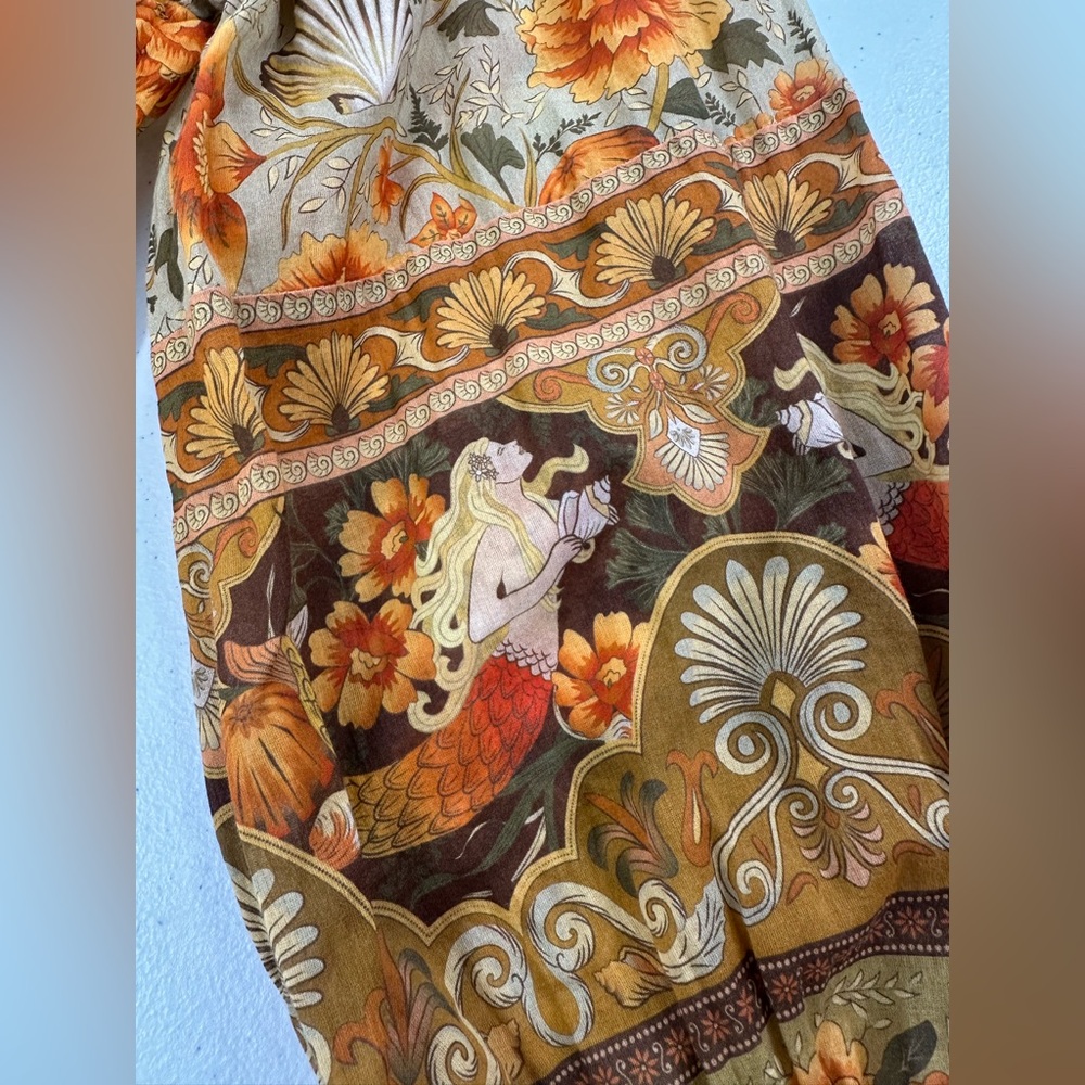 Spell & The Gypsy Seashell Floral Blouse Boho Peasant Autumn Harvest Festival L - Picture 13 of 16